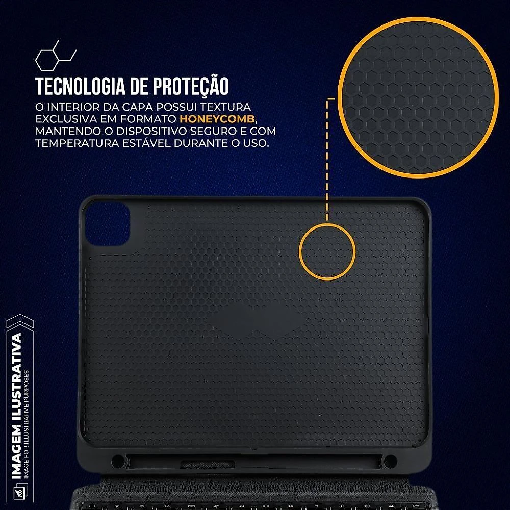 Capa para Ipad Hybrid com Teclado Bluetooth ABNT2 e Touchpad Cinza Gshield