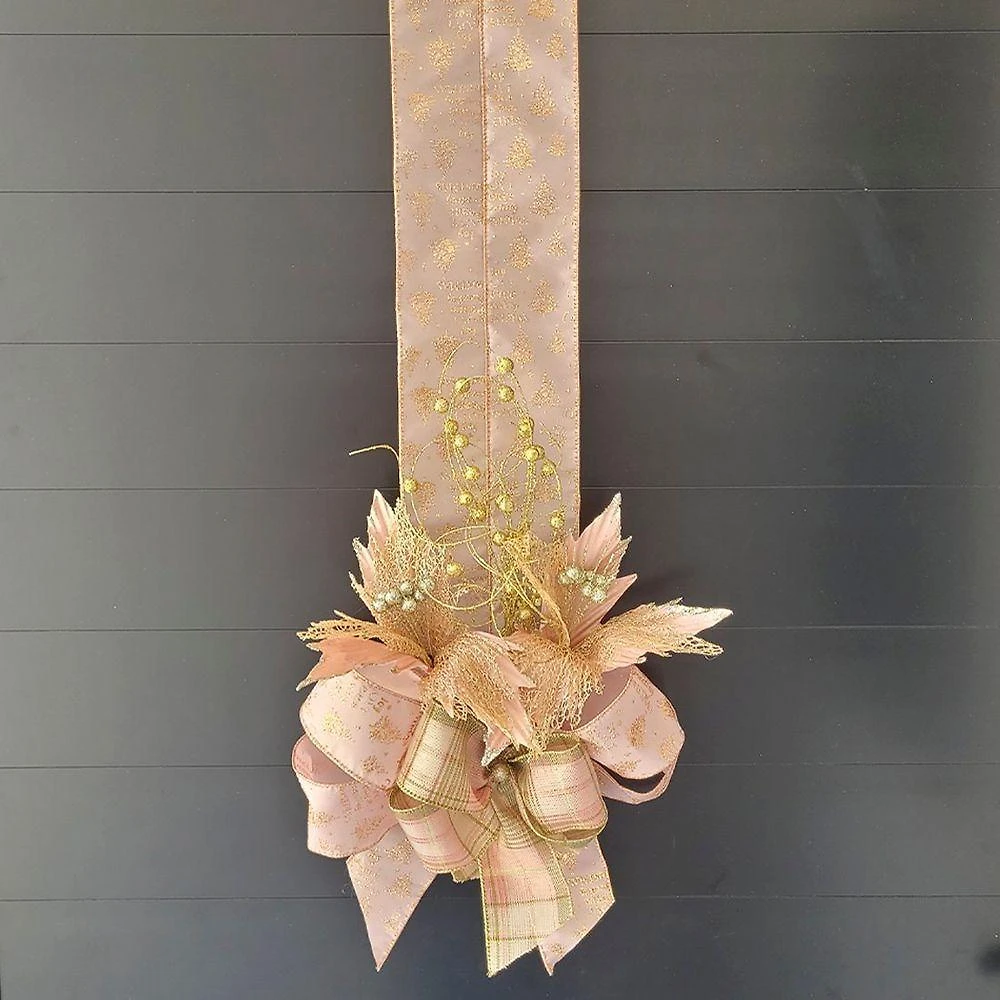 Escapulário Enfeite Natalino Para Porta Arranjo Laço Flor 2m