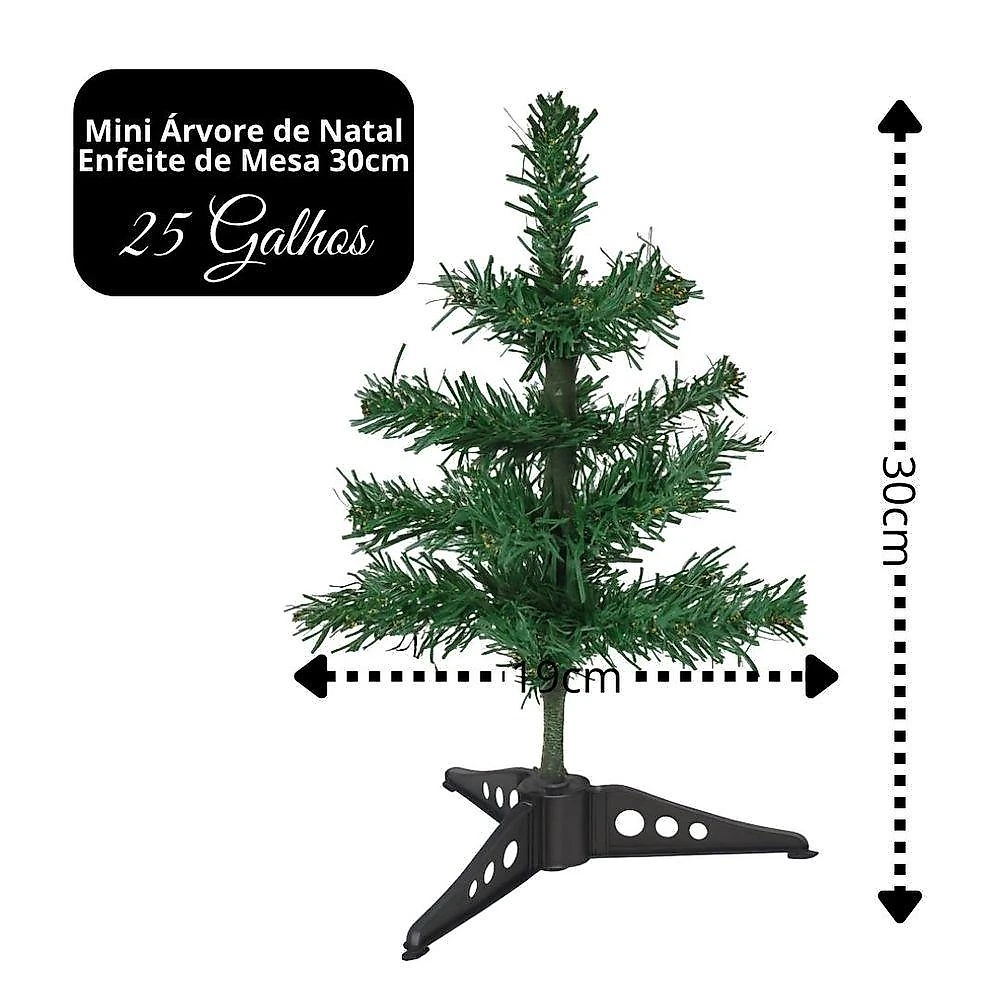 Árvore de Natal Mini Decorada 30CM com Laços Vermelho e Verde Master Christmas