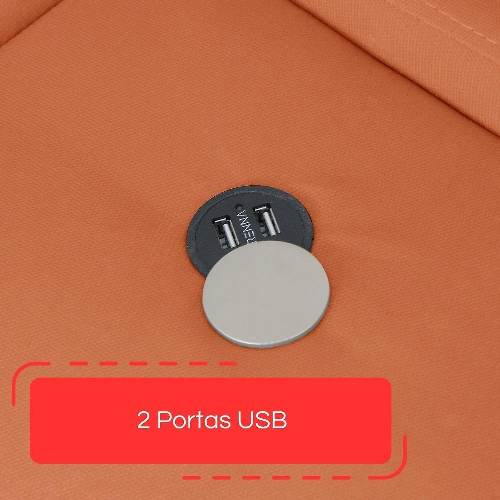 Miniatura Sofá Retrátil Reclinável com Usb 290cm Istambul Yescasa Terracota