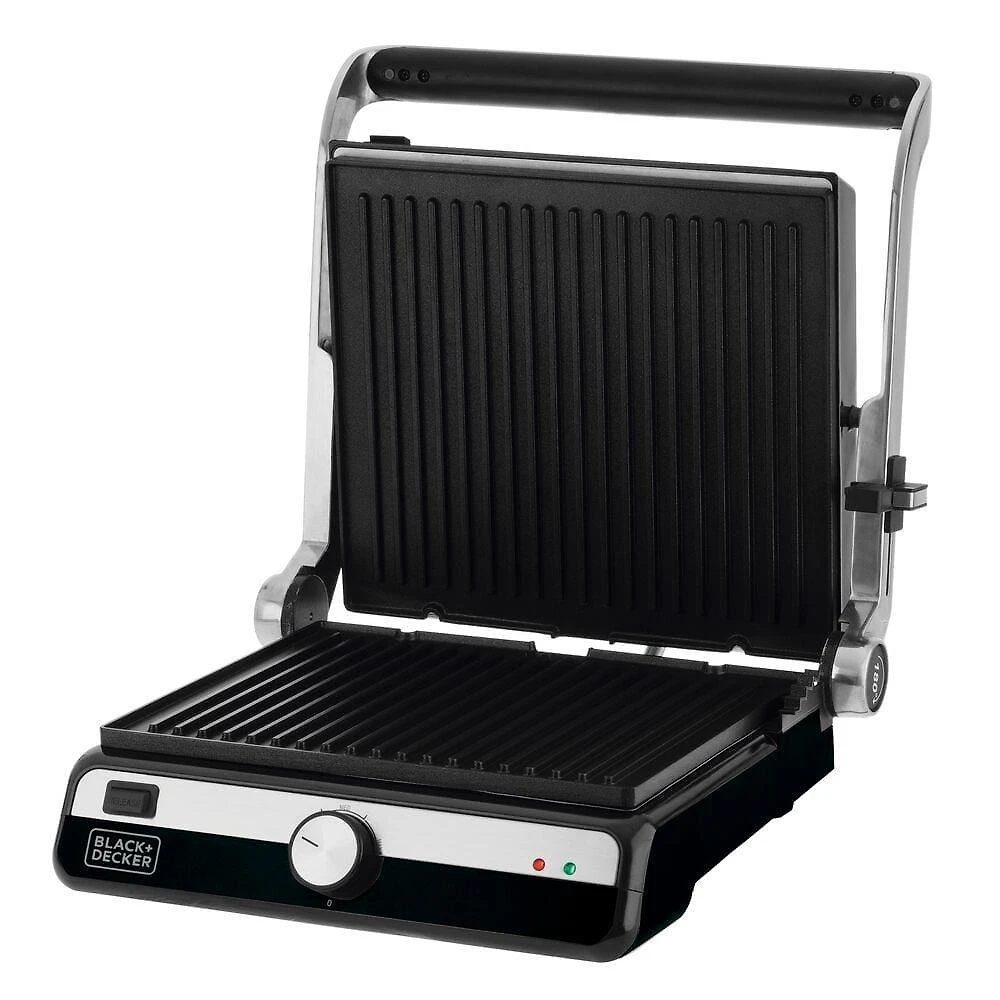 Grill elétrico black+decker g1500g gourmand gris 1500w abertura 180° chapas removíveis antiaderente inox