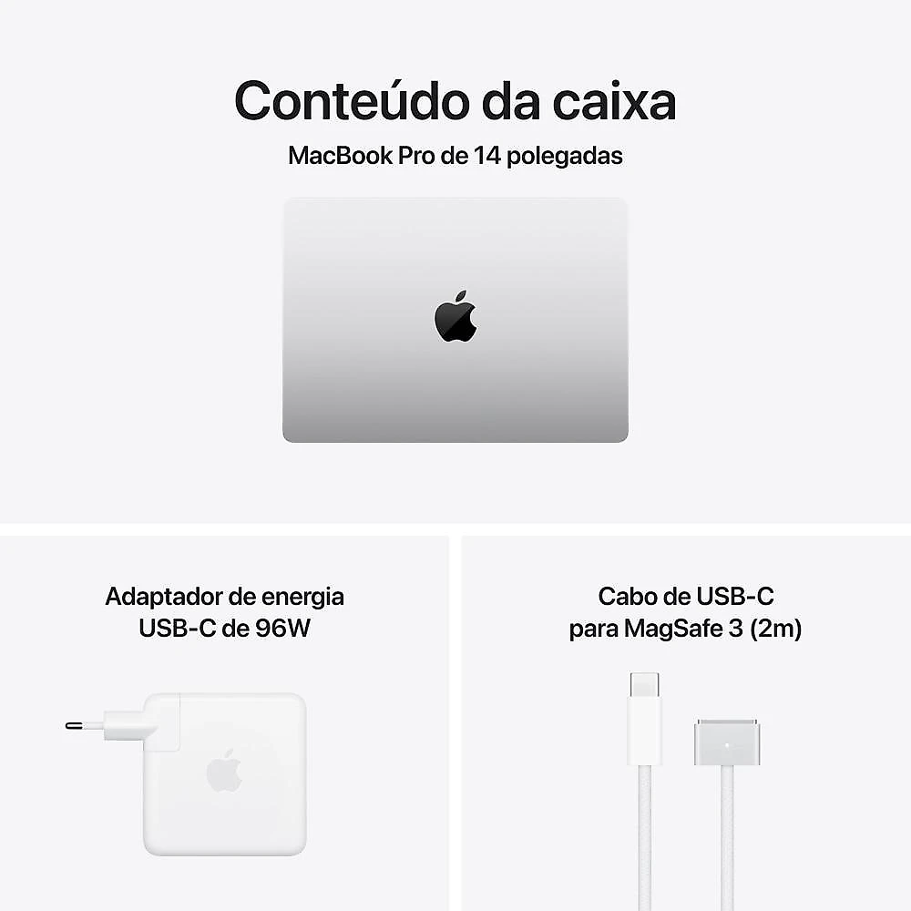 MacBook Pro 14" Apple M5 Max chip com 18 núcleos CPU e 32 núcleos GPU  36GB  2TB SSD - Prateado
