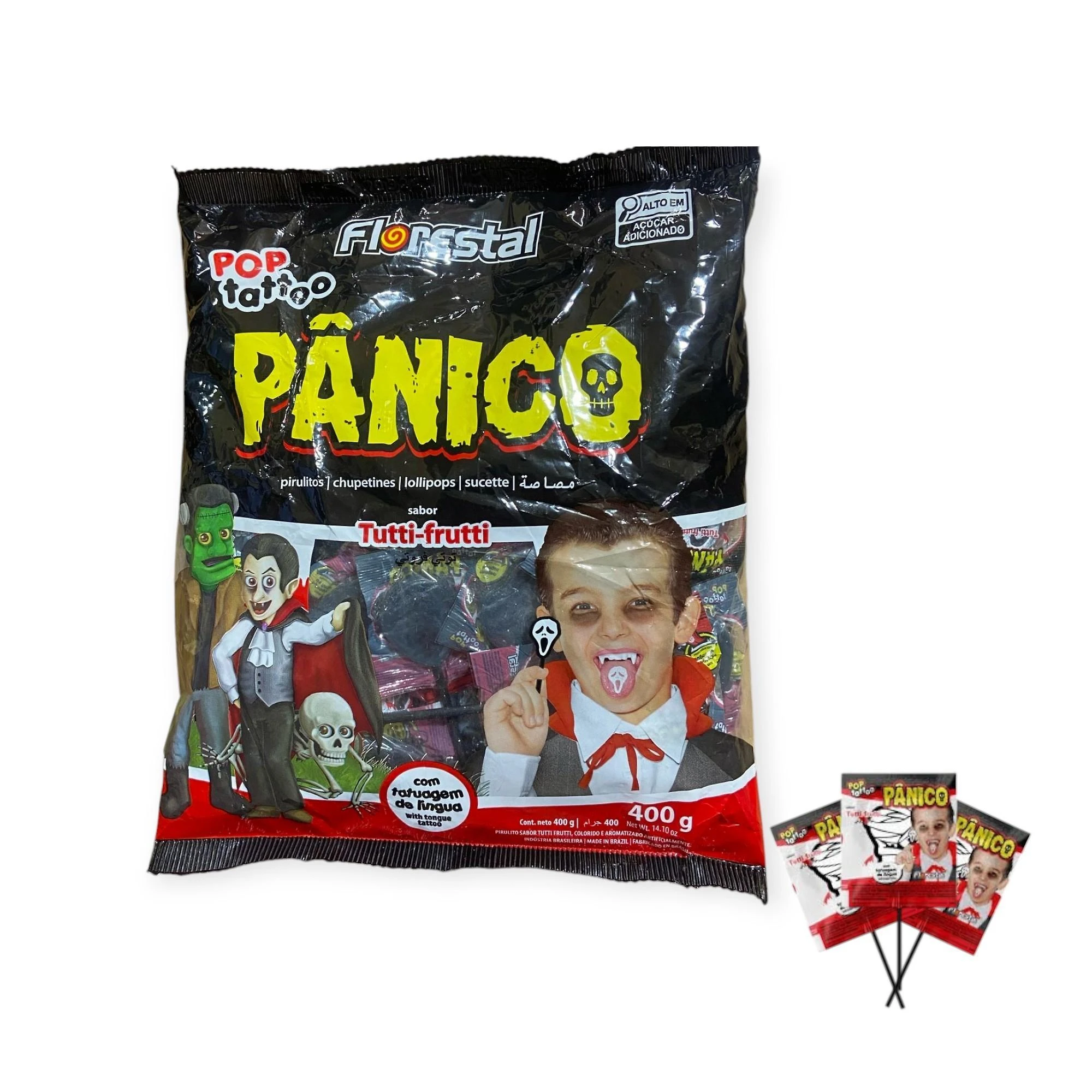 Miniatura Pirulito Pop Tattoo Pânico Tatuagem Língua Pacote De 400G