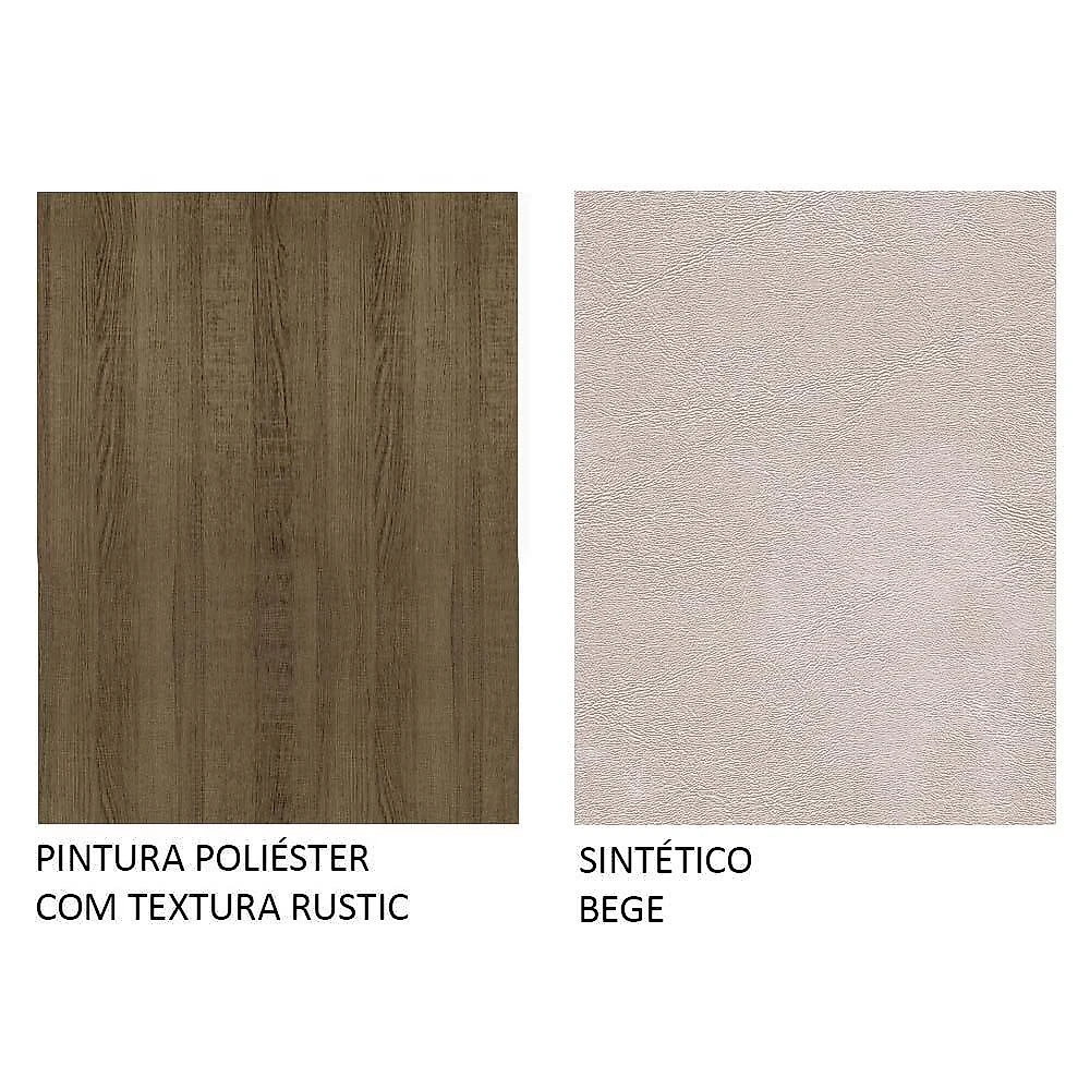 Conjunto sala de jantar maris madesa mesa tampo de madeira com 6 cadeiras - rustic/sintético bege rustic/pérola