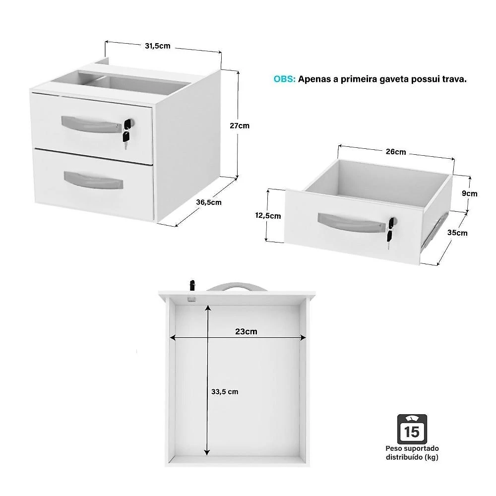 Mesa de Escritório em L 140x60cm com 2 Gavetas + Cadeira de Escritório Ergonômica Reclinável
