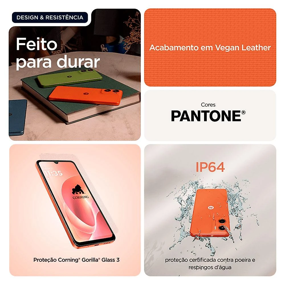 Smartphone Moto G06 Motorola 6,9”, 128 GB, Android 15, Laranja