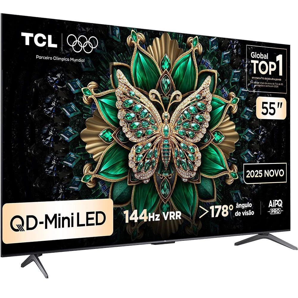 Smart TV TCL 55 AI, 4K UHD, QLED Mini LED, Android TV - 55C6K Preto - C6K - Smart TV - Bivolt