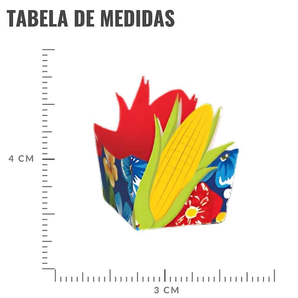 Forminha para Doces Cachepot Milho Arraiá Papel Cartão 24 Unidades Cromus