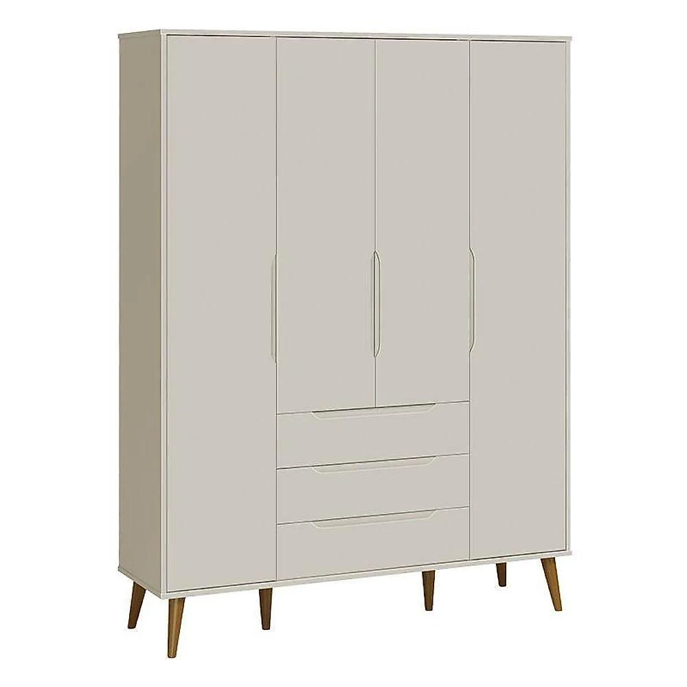 Quarto de Bebê Elfe Retrô 4 Portas 3 Gavetas MDF 120cm Amadeirado Reller Móveis