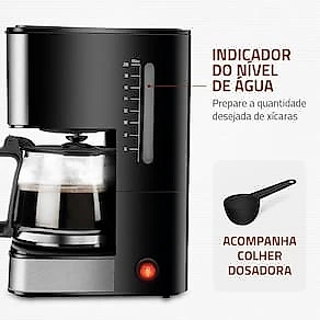 Cafeteira Elétrica Mondial Dolce Arome Vidro C-43-20X-SI 20 Xícaras 550W – Preto/Inox 110V