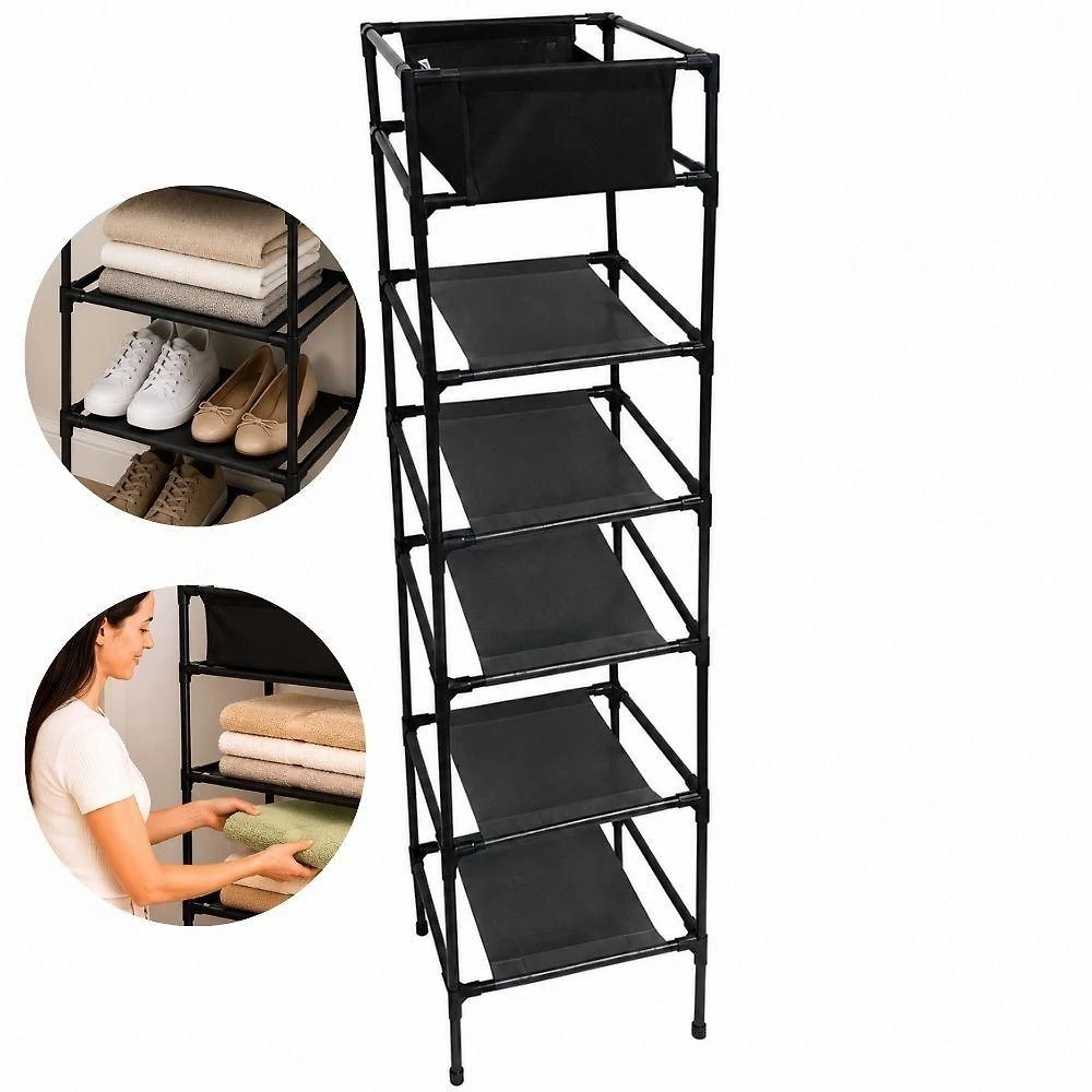 Estante Organizadora Multiuso Casita Outros 6 Prateleiras 6 Nichos Ferro Cinza 25CM 107CM