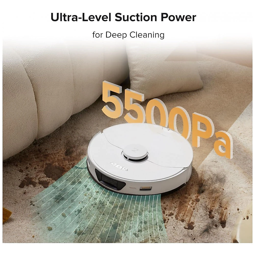 Robô Aspirador e Passa Pano Roborock S7 Max Ultra 5500 Pa Base de Autolimpeza e Secagem do Mop 42 cm Branco