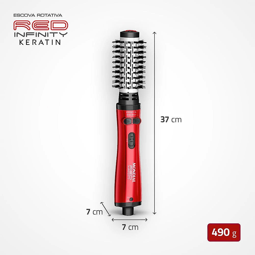 Escova Rotativa Red Infinity Keratin Mondial Vermelho Bivolt - ERB-11-KR Bivolt