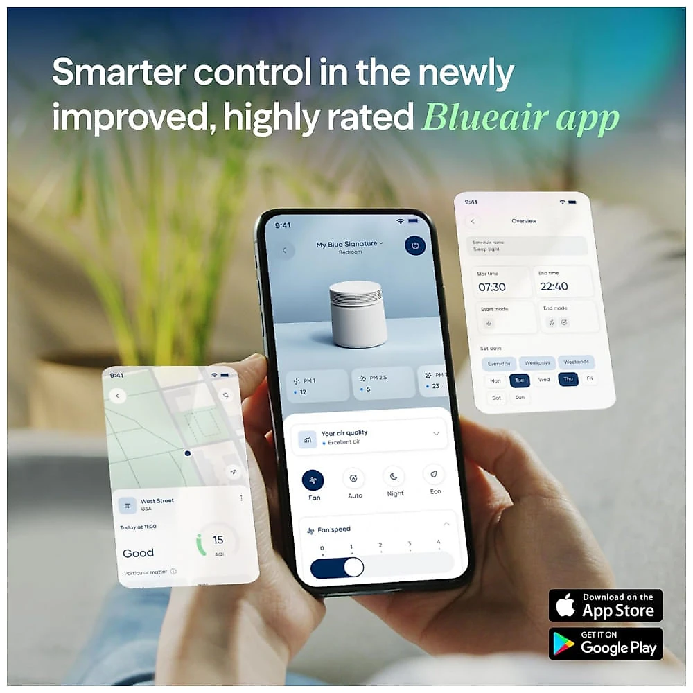 Purificador de Ar BLUEAIR para Grandes Ambientes com Eliminação de Odores para Casa Limpa até 1028 m², HEPASilent, Wi-Fi Inteligente, Modo Automático, Purificador de Ar BLUEAIR para Grandes Ambientes com Eliminação de Odores para Casa Limpa até 1028 m², HEPASilent, Wi-Fi Inteligente