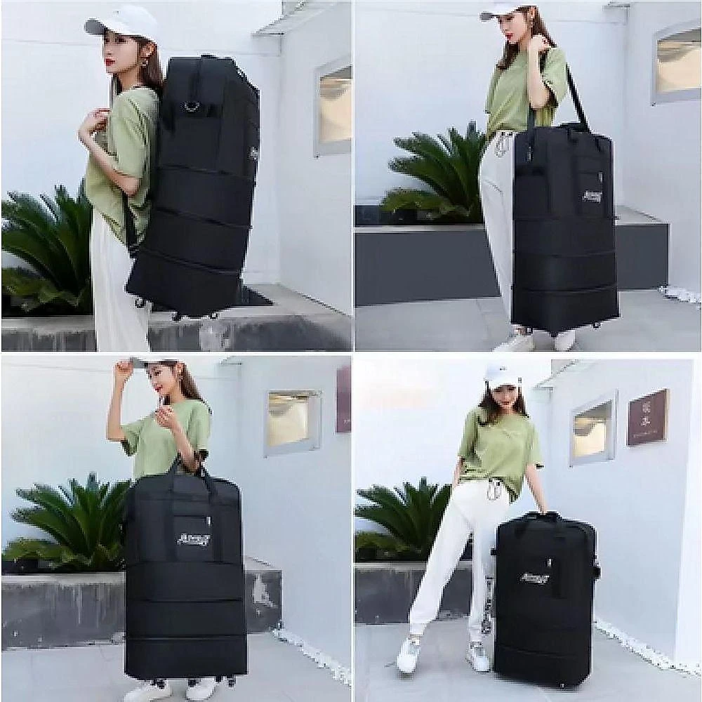 Bolsa Sacola de Viagem com Rodinhas Expansível Tecido Oxford Zíper Mochila Gigante 4 em 1 Azul Yeet