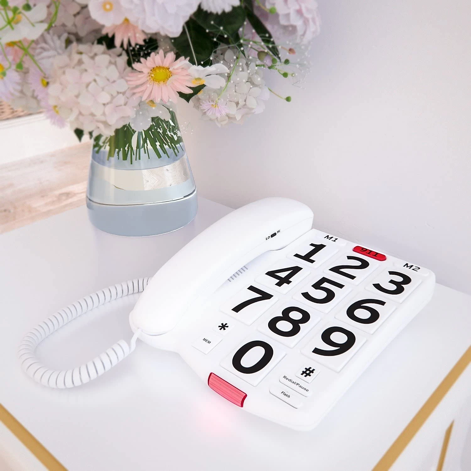Home Intuition CP08481 Telefone com Fio para Sênior de Linha única com Tecla Grande Branco