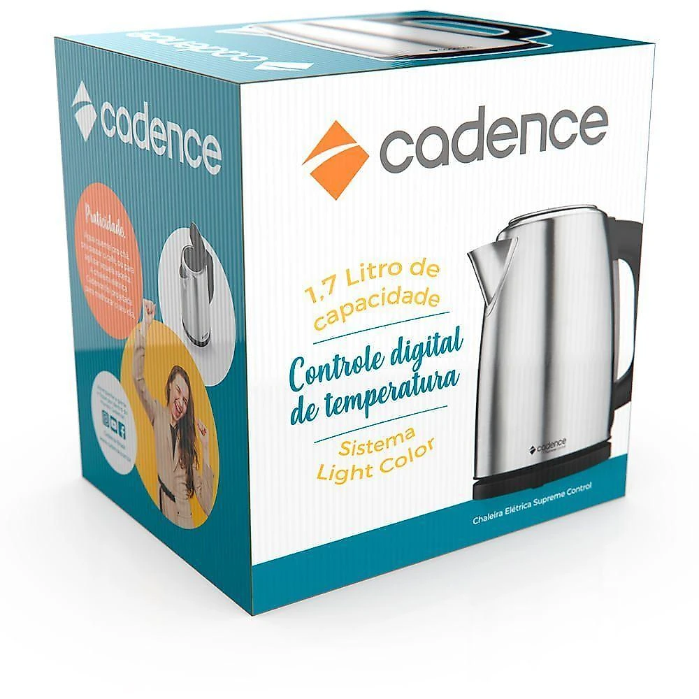 Chaleira elétrica cadence supreme control inox 1,7l 110v