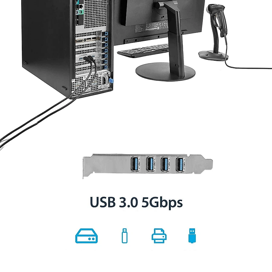 Placa de Expansão PCI-Express 4x Portas USB 3.0 Transferência até 5 Gb/s