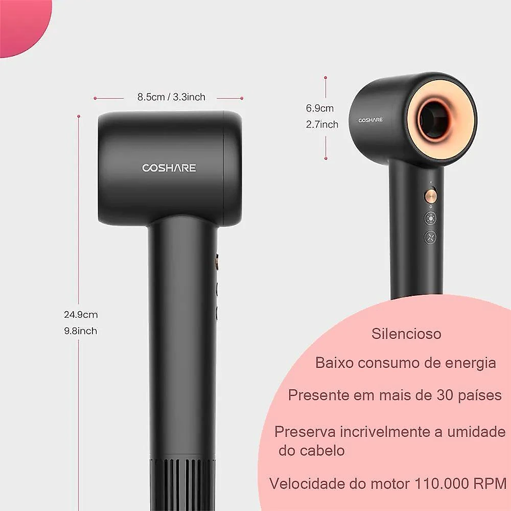 Secador De Cabelo Dyson Alta Velocidade Coshare Preto 110v