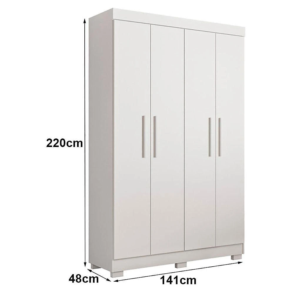 Kit Berço Americano com Guarda Roupa e Colchão Soninho 4 Portas 3 Gavetas MDF Branco Acetinado Tigus