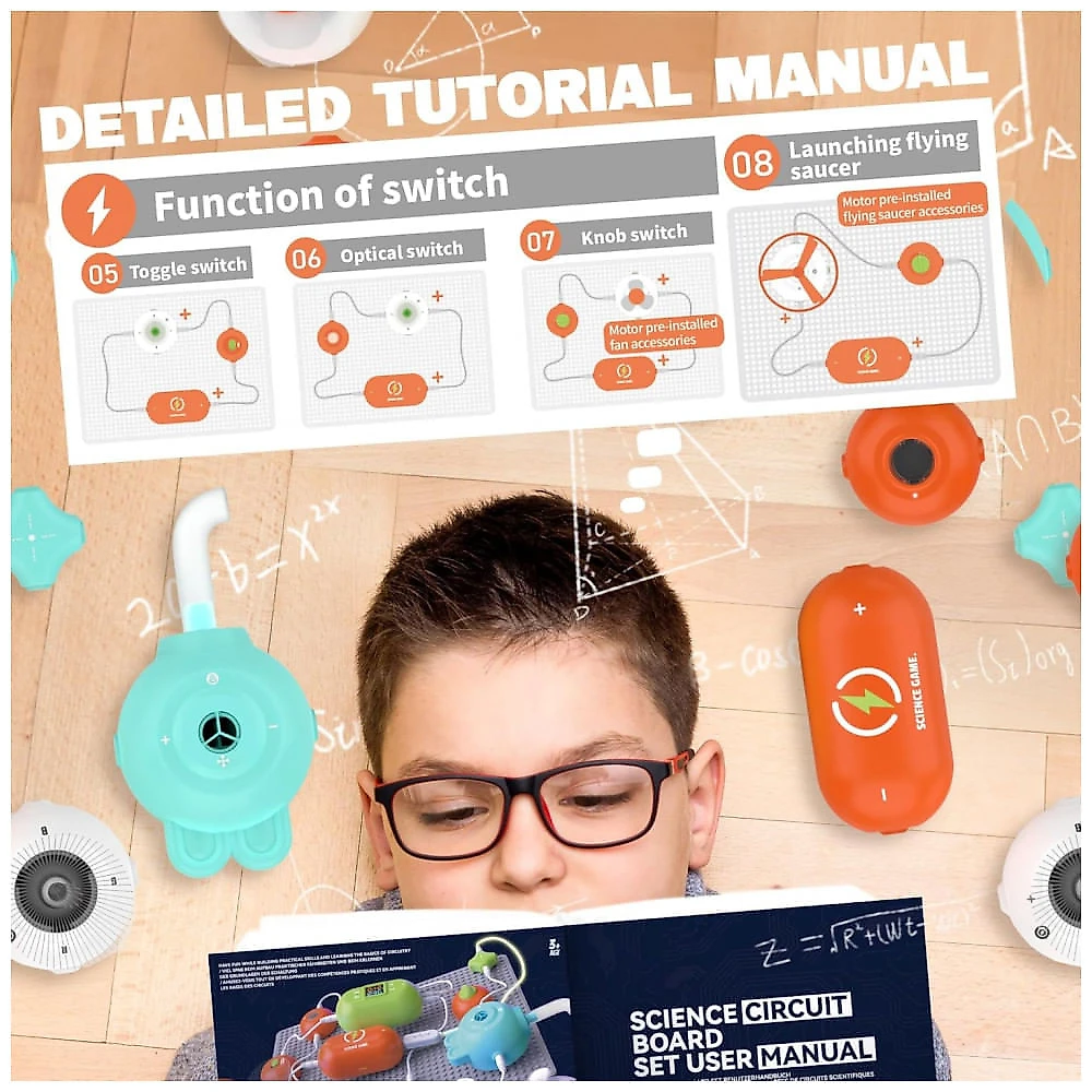 Kit de Ciência e Eletrônica SMILESSKIDDO para Crianças - 140 Projetos STEM, 10 Peças de Circuitos, Brinquedo Educativo para Idades de 3 a 12 Anos
