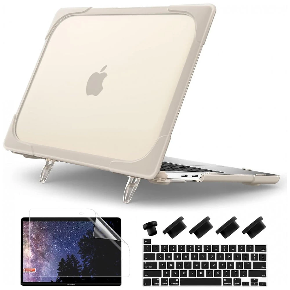 Capa Rígida Batianda para MacBook Pro 13" – Modelos A2289, A2251, A2338 M1/M2 com Suporte Dobrável, Tampa de Teclado e Película de Tela – Cáqui
