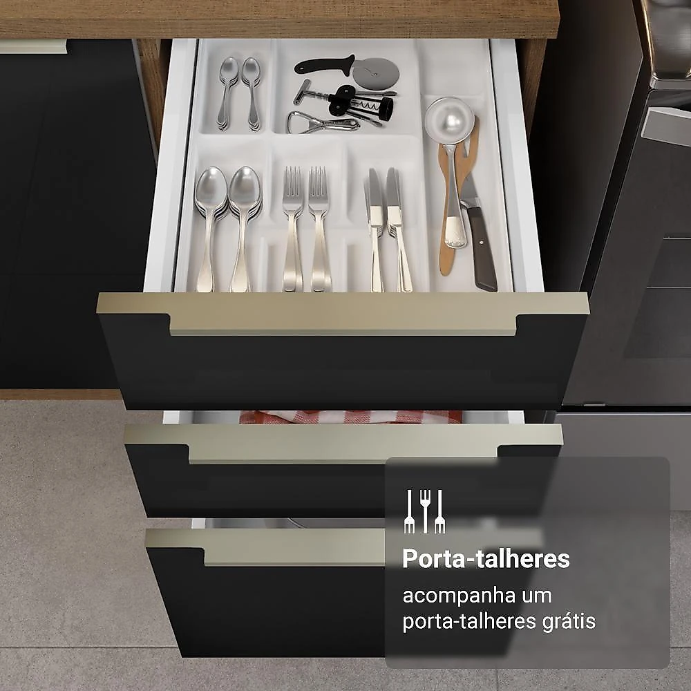 Cozinha Completa Lux 9 Portas 3 Gavetas MDP 270CM Madesa