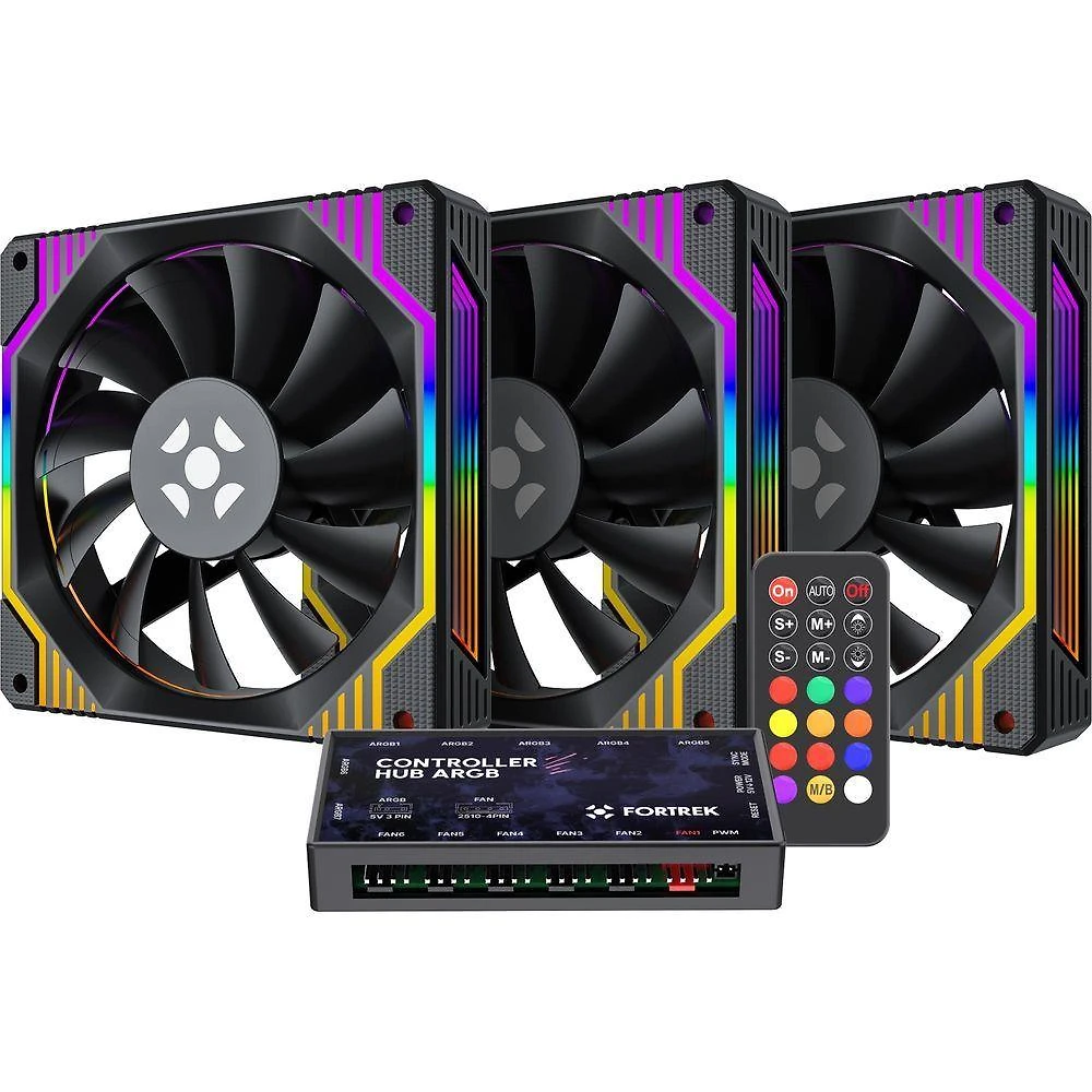 Kit Cooler Fan Argb Fortrek Frosty Preto Com Controladora/controle