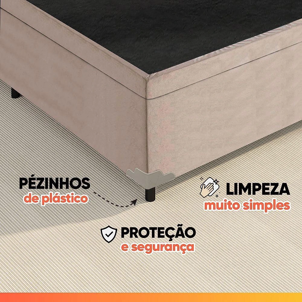 Cama Box Baú Casal Molas Ensacadas Bali 138x188x63cm Bege