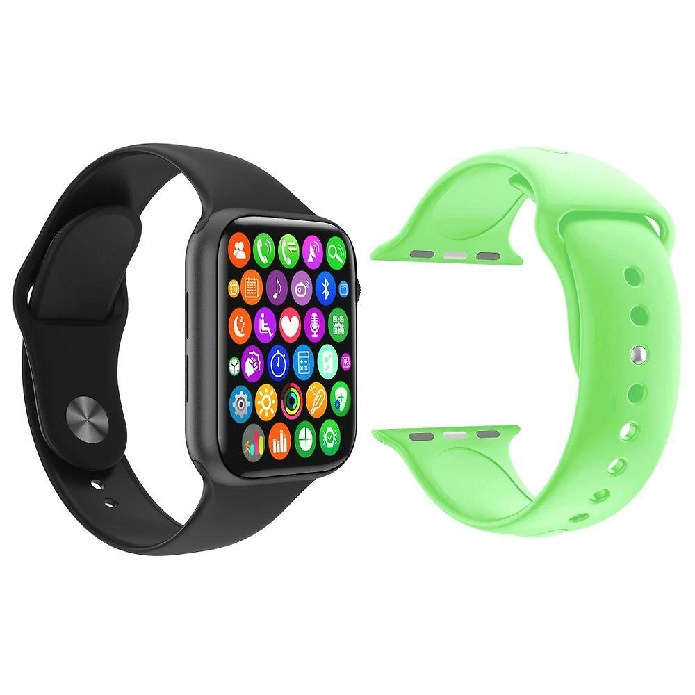 Kit 1 SmartWatch Plus Preto + 1 Pulseira Silicone Verde