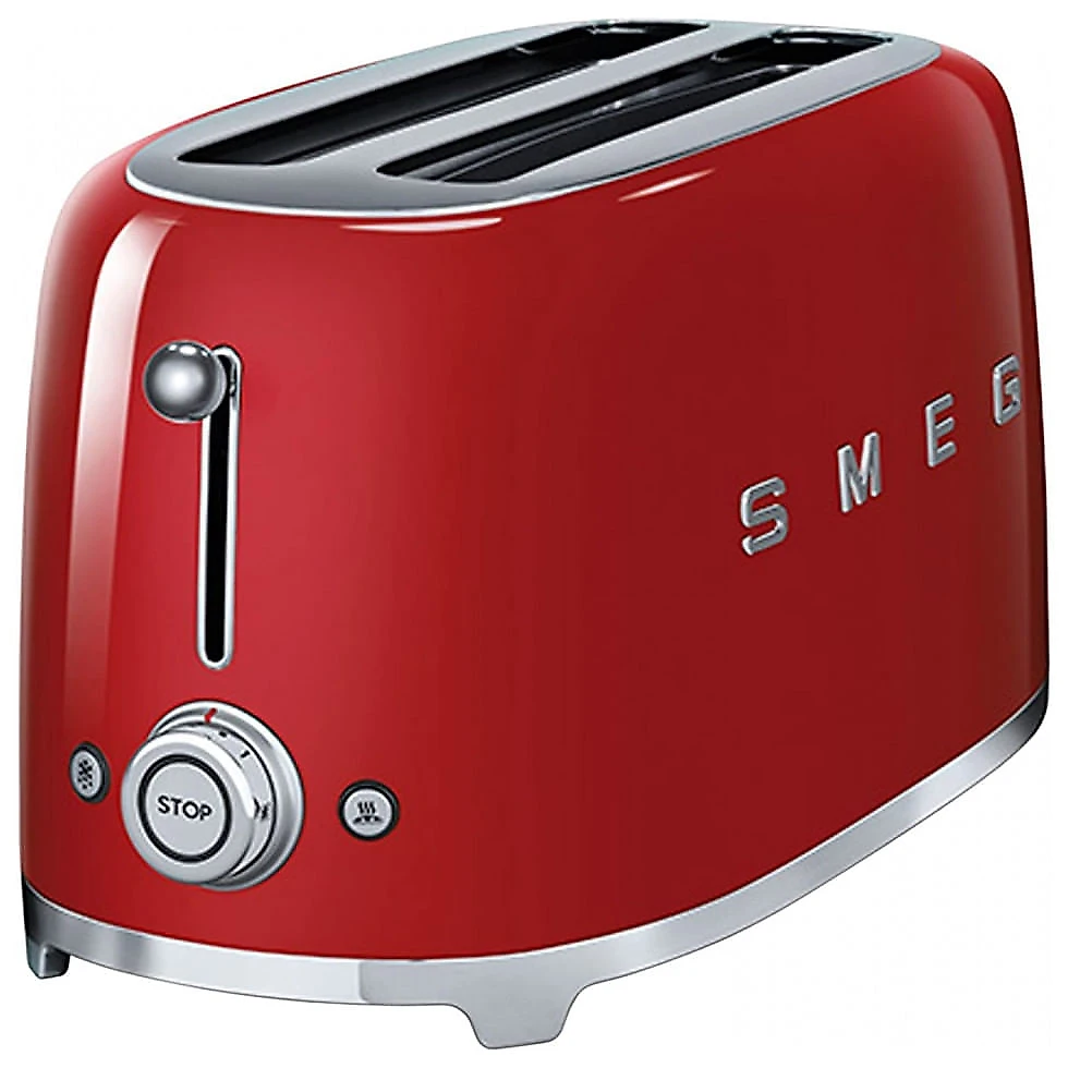 Torradeira Elétrica Retrõ 4 Fatias em Aço Inoxidável, 110V, Smeg TSF02RDUS, Vermelha