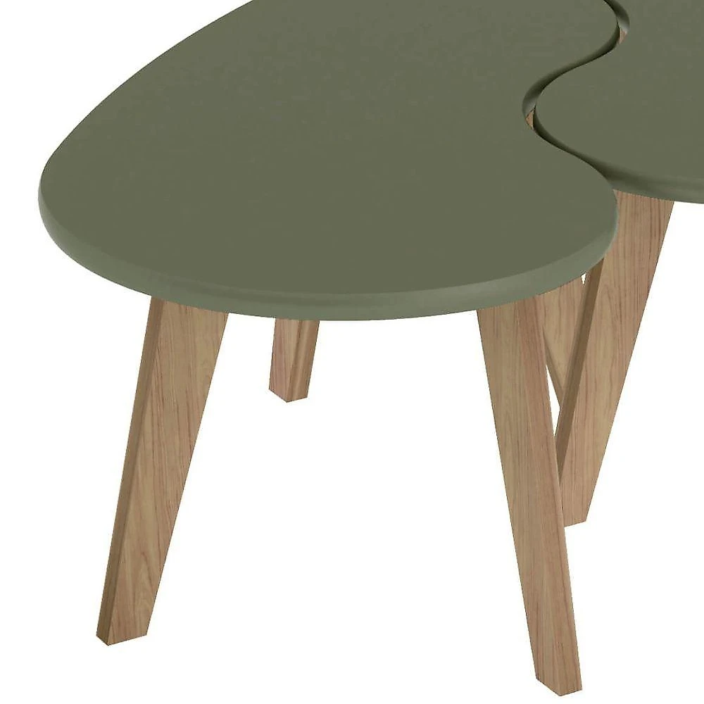 Conjunto 2 Mesas de Centro Orgânica MDF 91cm Menta Verde Artely