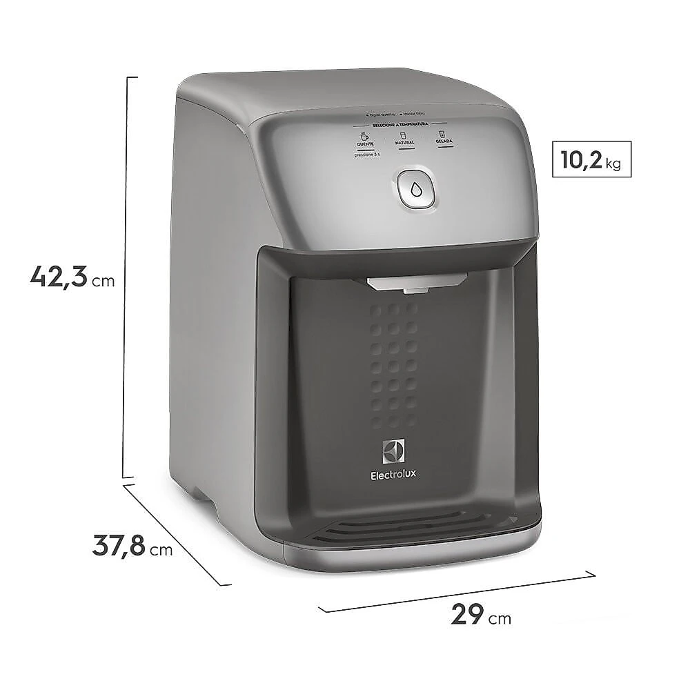 Purificador Electrolux Água Quente, Natural e Gelada com Compressor - PH41X Cinza - 110V