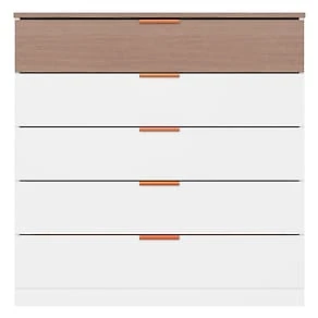 Miniatura Cômoda Bartira Diplomata + 5 Gavetas Trava de Segurança e Espaço para TV de até 42" - 90cm de Largura Branco/Avelã