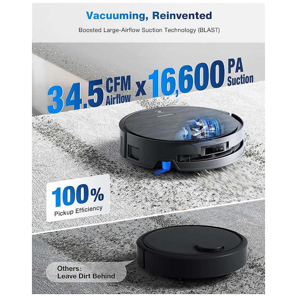 Robô Aspirador ECOVACS DEEBOT X9 PRO OMNI Preto 16.600Pa com Mop Autolimpante e Estação Base