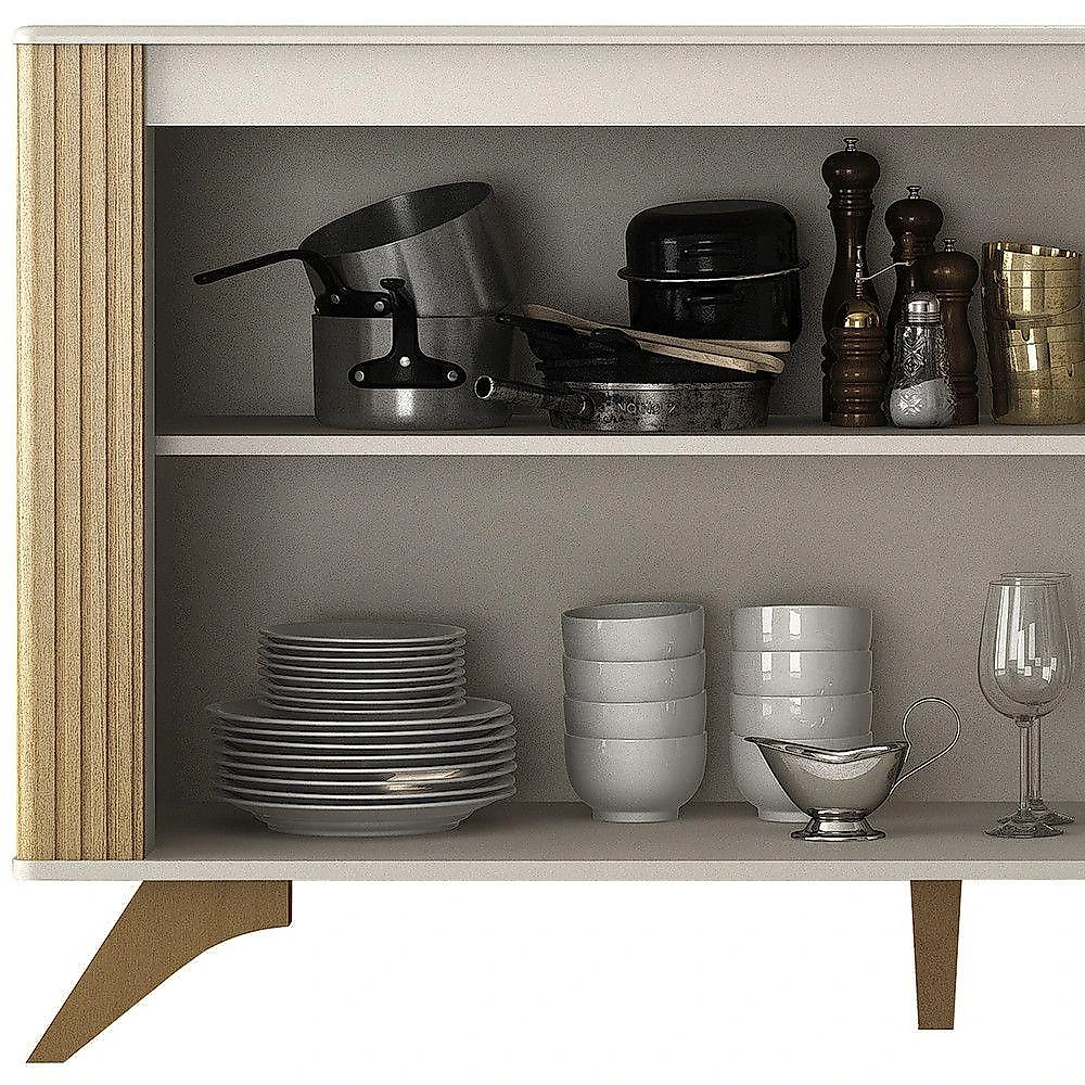 Buffet 3 Portas 2 Prateleira Pampulha Valdemoveis Off White/cinamomo