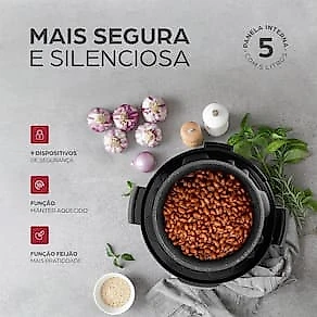 Panela de Pressão Elétrica Wap WPPE2 5L 900W Revestimento Antiaderente Gray Stone Timer Inox 110V
