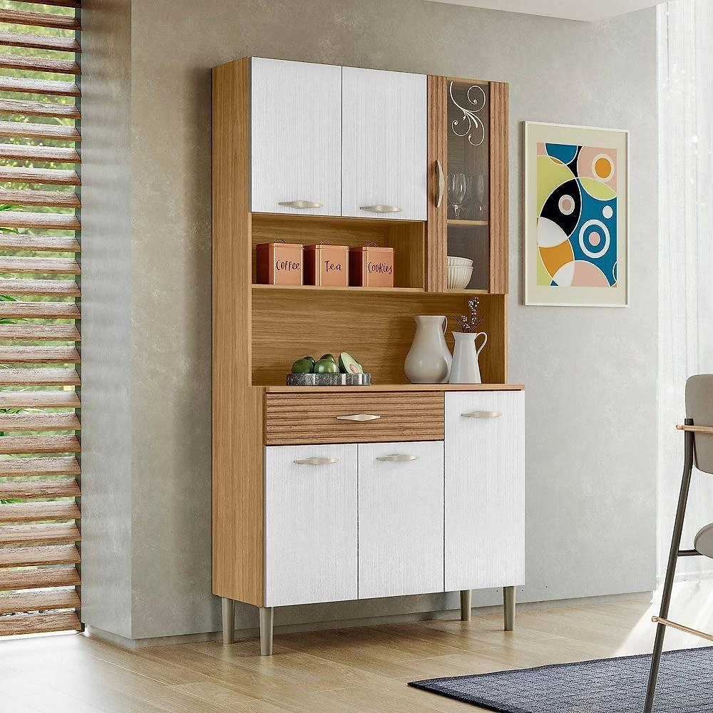 Armário De Cozinha 6 Portas 1 Gaveta Golden - Ssx Multicoisas Freijo-supremo-cp-ripado Freijo