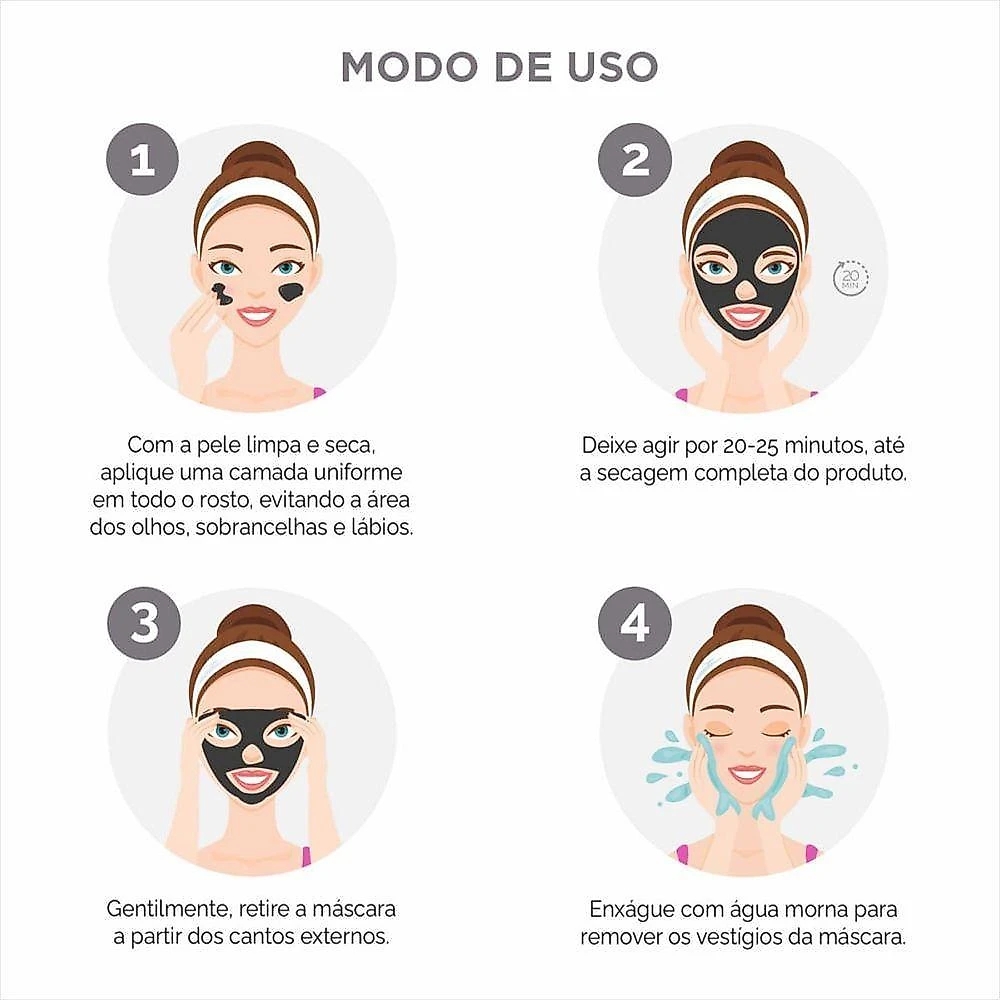 Máscara Facial Peel Off Máscara Preta Carvão 75g Limpeza Profunda Preto Ruby Kisses