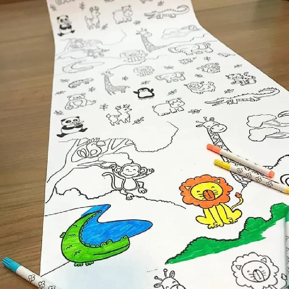 Bobina de Papel Adesivo para Colorir Infantil Yeet Destacável Reposicionável 3m X 30cm