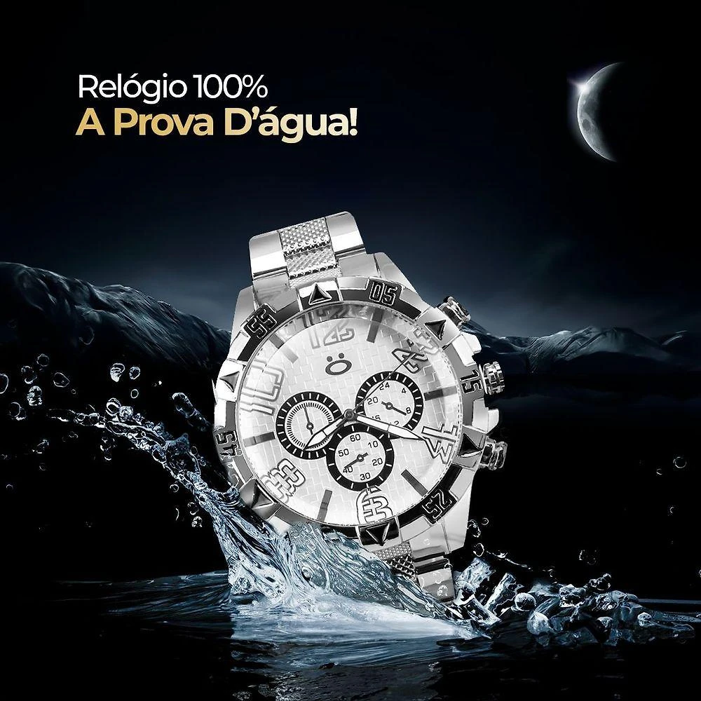 Relogio Prova Dagua Aço Inox + Cordão + Caixa + Pulseira