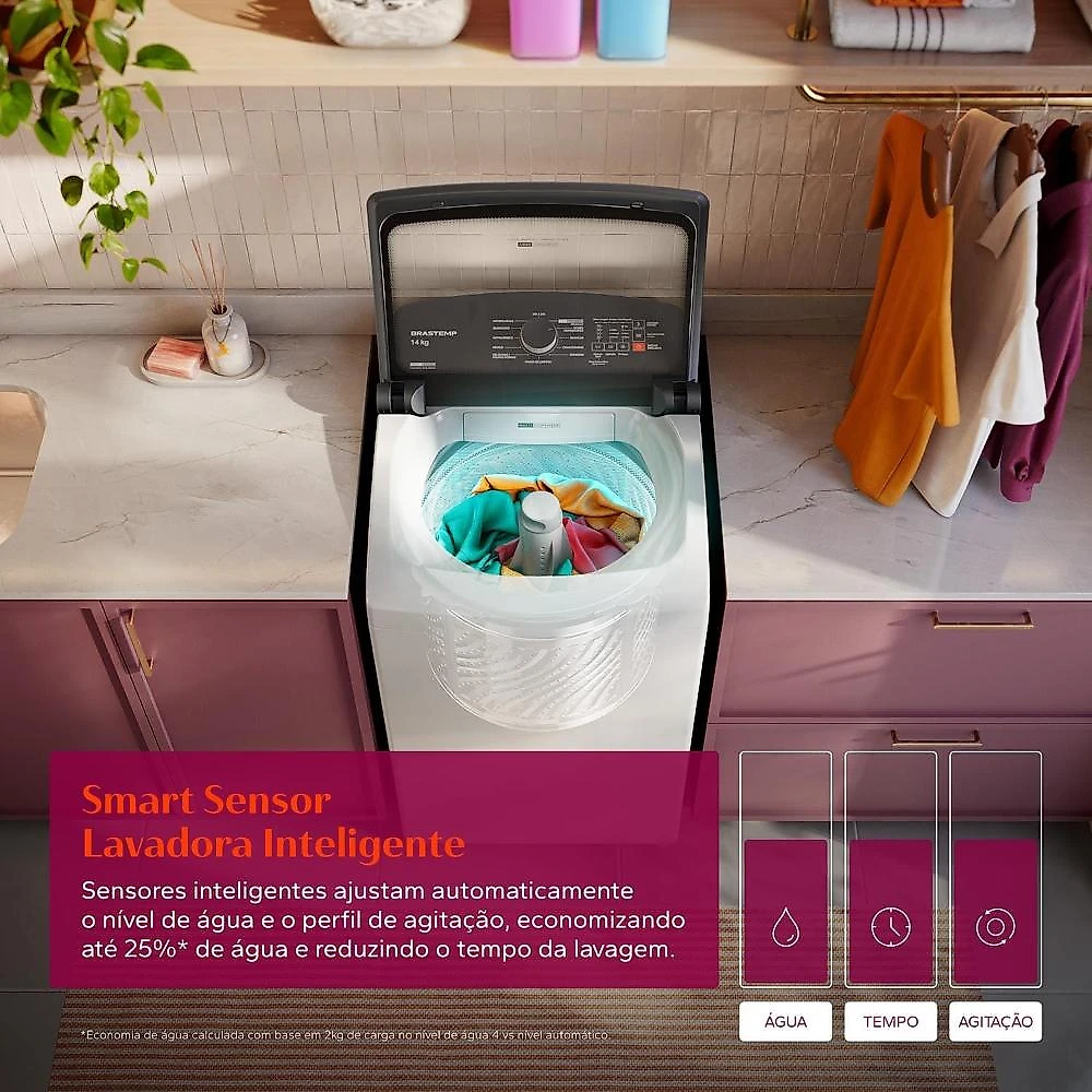 Máquina de lavar brastemp bwf14ab 14kg smart sensor ciclo tira mancha cesto inox branca 110