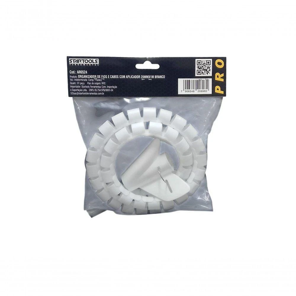 Organizador de Fios e Cabos com Aplicador 20mmx1m Branco Startools