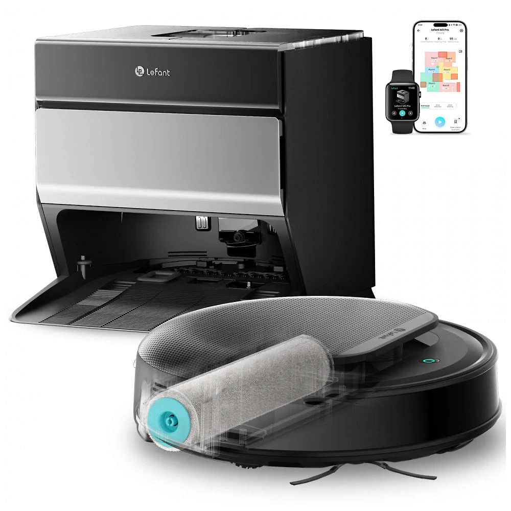 Robô Aspirador Lefant M5 Pro LiDAR Prata 18.000Pa Sucção com Esfregão Autopimpante e Base Autoesvaziamento 120 Dias WiFi 2,4G/5G