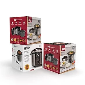 Panela de Pressão Elétrica Wap WPPE2 5L 900W Revestimento Antiaderente Gray Stone Timer Inox 110V
