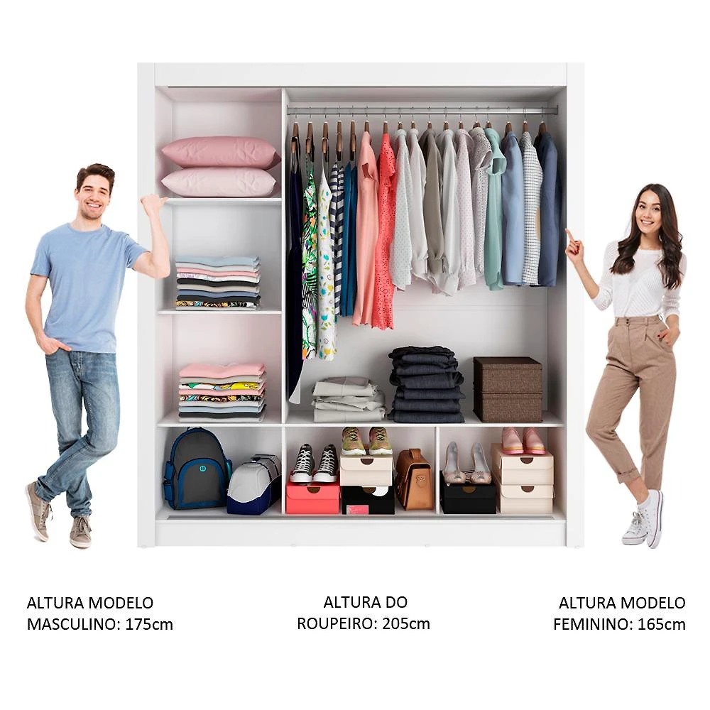 Miniatura Guarda Roupa Casal Madesa Mônaco 3 Portas de Correr Branco