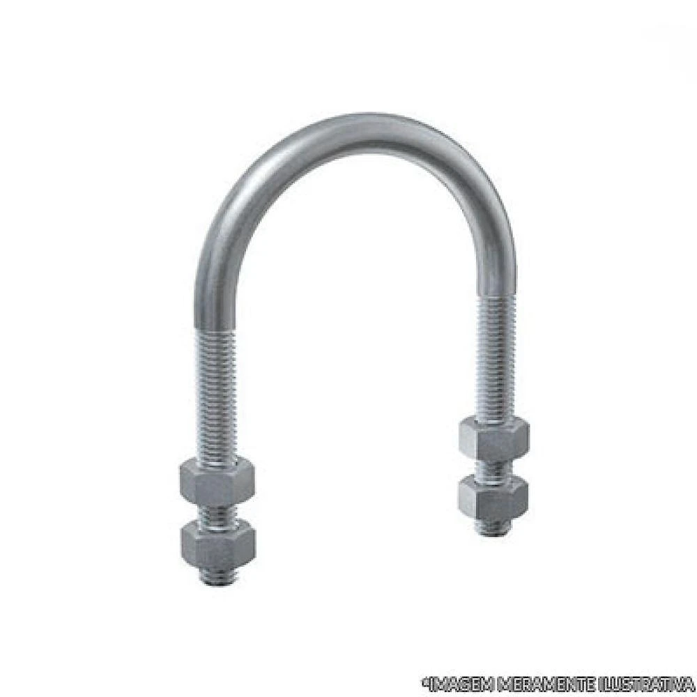 Grampo U Galvanizado a Fogo 3-4”x1-4” com 4 Porcas e 2 Arruelas Ramos
