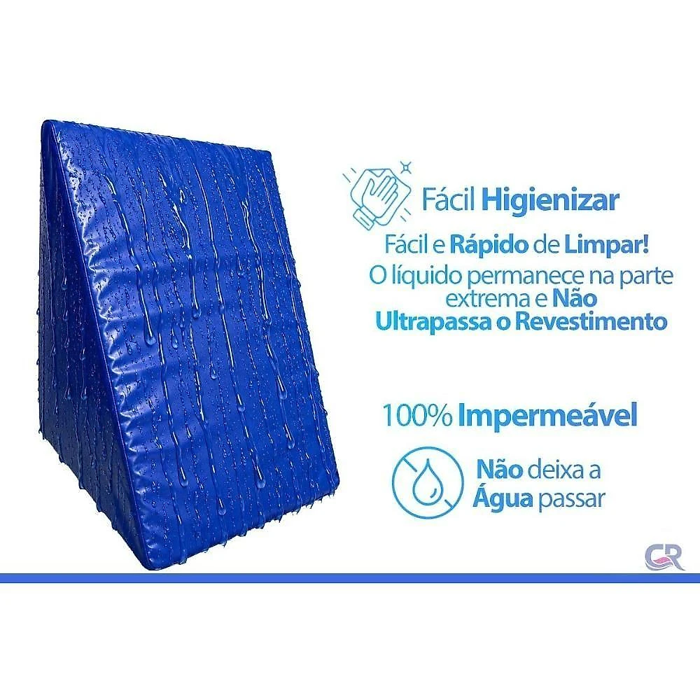 Travesseiro Anatômico Ortobom Hospitalar Cervical Lombar Napa Impermeável Azul 55x40CM