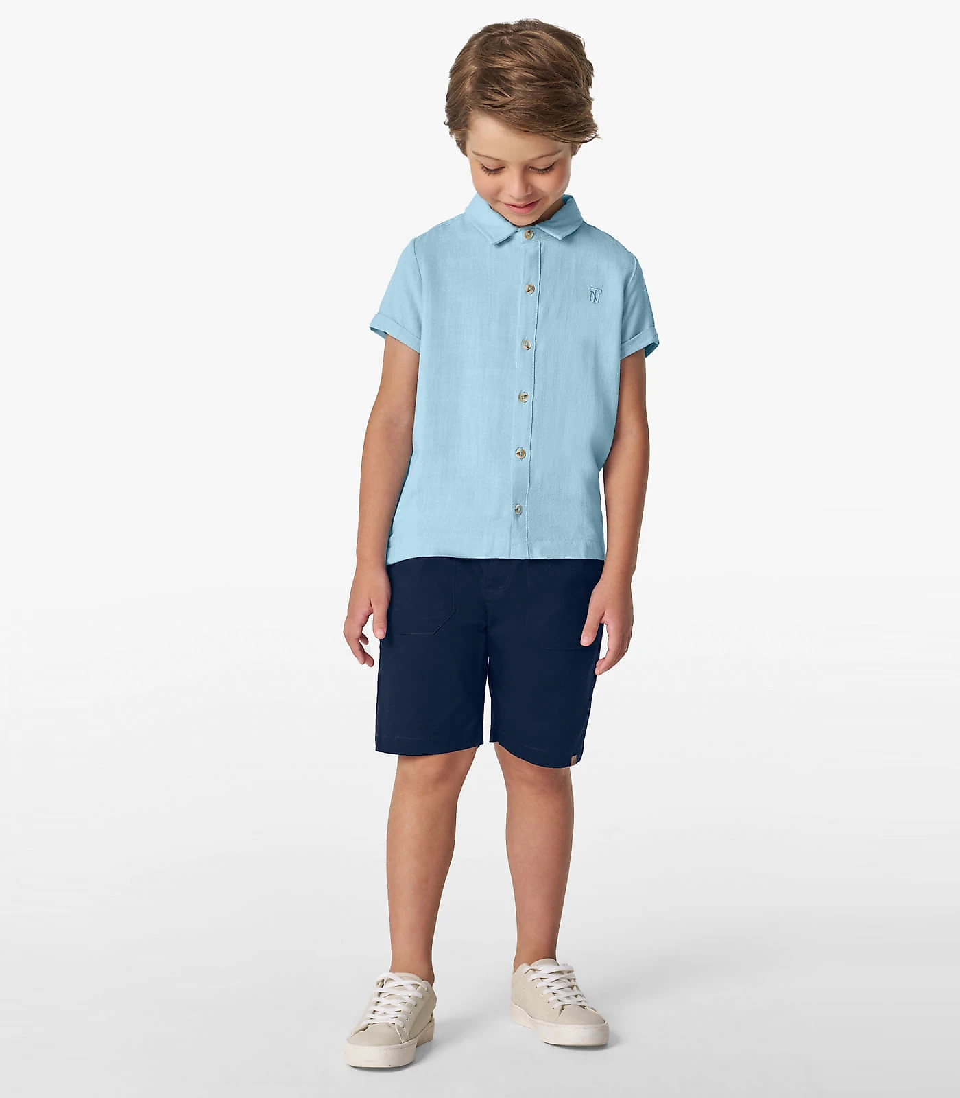 Camisa Infantil Masculina Com Botões Trick Nick Azul 10