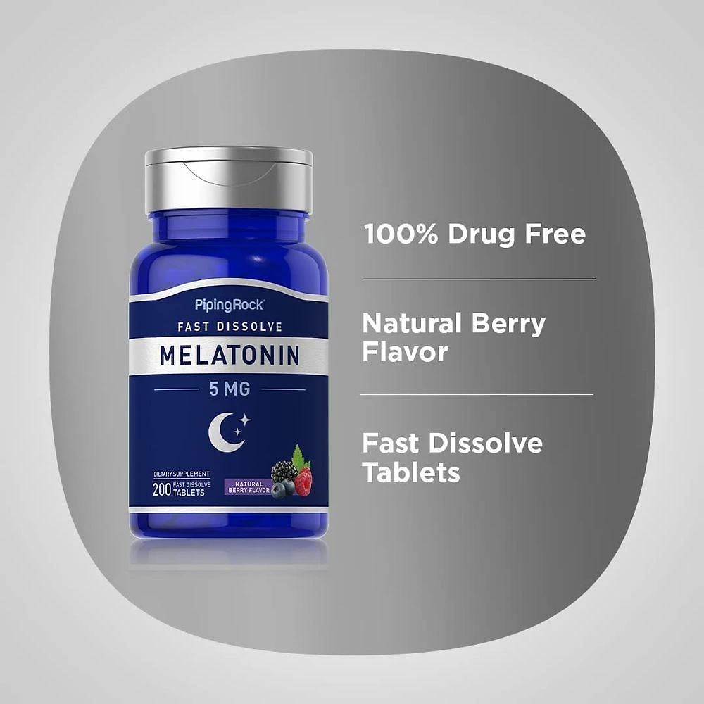 Miniatura Melatonina 5mg, 200 Comprimidos Sublingual, Frutas Vermelhas, Pipingrock
